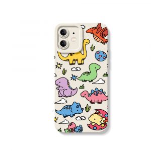 Cute Dino Parade Silicone Case for Apple iPhone Series