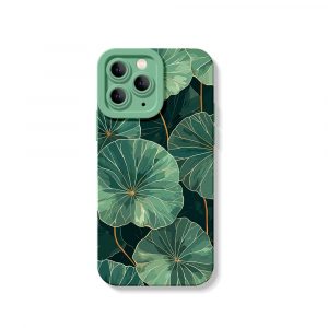 Tropical Lotus Leaf Silicone Case for Apple iPhone Series