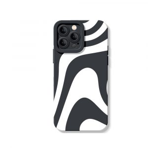 Monochrome Wave Pattern Silicone Case for Apple iPhone Series
