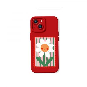Smiling Daisy on Stripes Silicone Case for Apple iPhone Series