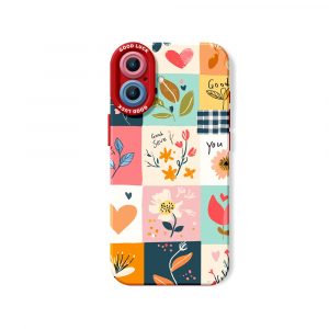 Floral Patchwork Charm Silicone Case for Apple iPhone Series