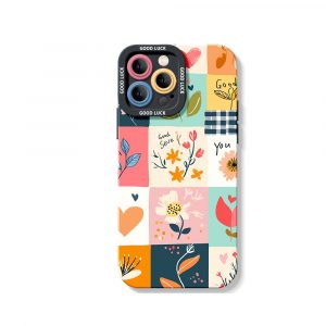 Floral Patchwork Charm Silicone Case for Apple iPhone Series
