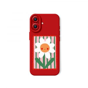 Smiling Daisy on Stripes Silicone Case for Apple iPhone Series