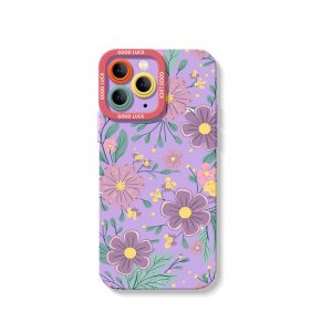 Floral Charm Silicone Case for Apple iPhone Series - iPhone 13 Pro, Lavender