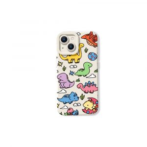 Cute Dino Parade Silicone Case for Apple iPhone Series