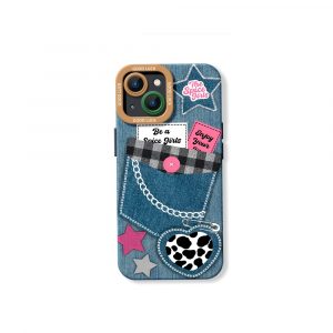 Retro Denim Charm Silicone Case for Apple iPhone Series