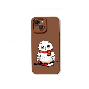 Charming Owl Wizard Silicone Case for Apple iPhone Series - iPhone 14 Plus, Brown