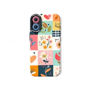 Floral Patchwork Charm Silicone Case for Apple iPhone Series