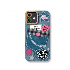Retro Denim Charm Silicone Case for Apple iPhone Series
