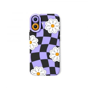 Checkered Daisy Dreams Silicone Case for Apple iPhone Series
