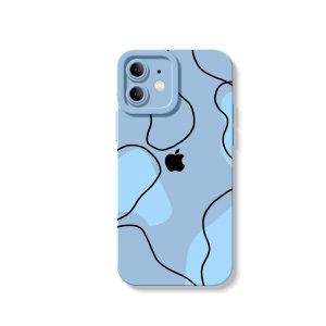 Abstract Waves Blue Silicone Case for Apple iPhone Series