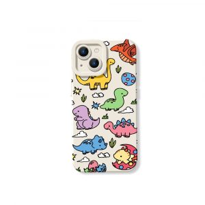 Cute Dino Parade Silicone Case for Apple iPhone Series