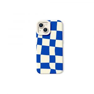 Vibrant Blue Checkerboard Silicone Case for Apple iPhone Series