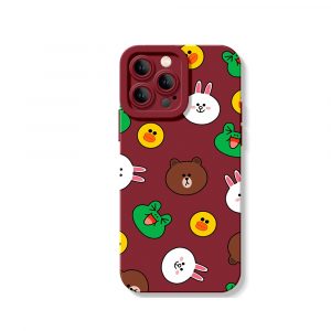 Cute Cartoon Faces Pattern Silicone Case for Apple iPhone Series