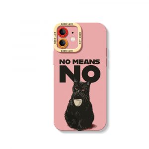 Charming Cat No Means No Design Silicone Case for Apple iPhone Series