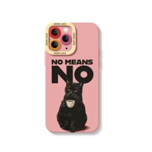 Charming Cat No Means No Design Silicone Case for Apple iPhone Series