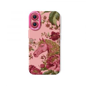 Elegant Horse & Floral Pattern Silicone Case for Apple iPhone Series