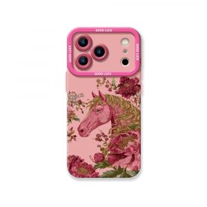 Elegant Horse & Floral Pattern Silicone Case for Apple iPhone Series