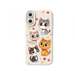 Charming Kawaii Kittens Silicone Case for Apple iPhone Series