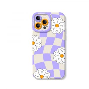 Checkered Daisy Dreams Silicone Case for Apple iPhone Series