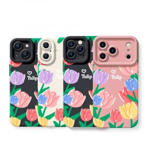 Colorful Tulip Blossom Silicone Case for Apple iPhone Series