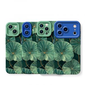 Tropical Lotus Leaf Silicone Case for Apple iPhone Series