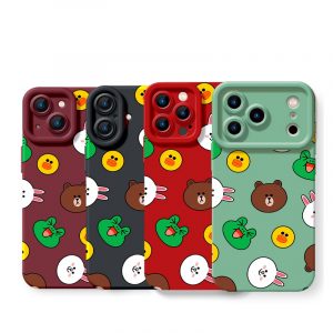 Cute Cartoon Faces Pattern Silicone Case for Apple iPhone Series