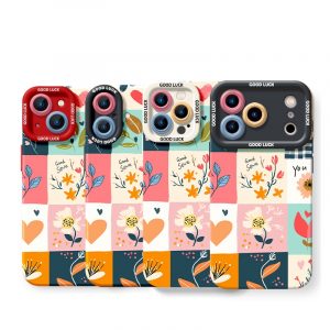 Floral Patchwork Charm Silicone Case for Apple iPhone Series