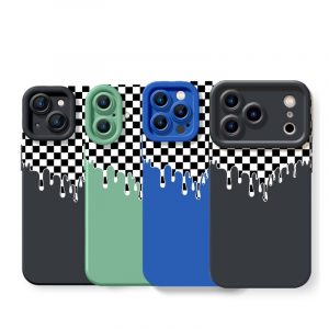 Dripping Checkered Wonderland Silicone Case for Apple iPhone Series