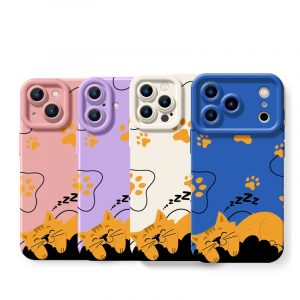 Cozy Cat Nap Paw Print Silicone Case for Apple iPhone Series