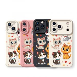 Charming Kawaii Kittens Silicone Case for Apple iPhone Series