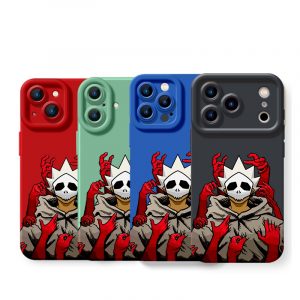 Edgy Skull and Hands Red Silicone Case for Apple iPhone Series