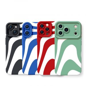 Monochrome Wave Pattern Silicone Case for Apple iPhone Series