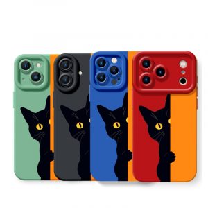Black Cat Charm Silicone Case for Apple iPhone Series