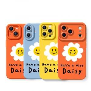 Sunny Smiley Daisy Silicone Case for Apple iPhone Series