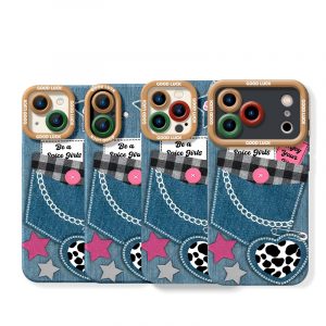 Retro Denim Charm Silicone Case for Apple iPhone Series