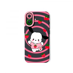 Cute Puppy & Strawberry Swirl Silicone Case for Apple iPhone Series