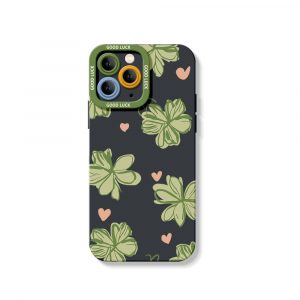Four-Leaf Clover Charm Silicone Case for Apple iPhone Series