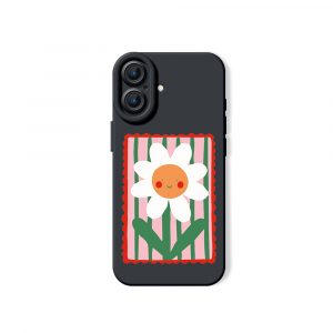 Smiling Daisy on Stripes Silicone Case for Apple iPhone Series