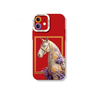 Floral Elegance Horse Design Silicone Case for Apple iPhone Series