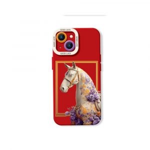 Floral Elegance Horse Design Silicone Case for Apple iPhone Series
