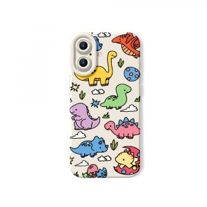 Cute Dino Parade Silicone Case for Apple iPhone Series