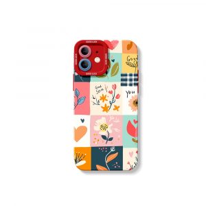 Floral Patchwork Charm Silicone Case for Apple iPhone Series