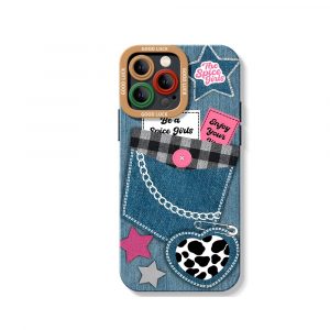 Retro Denim Charm Silicone Case for Apple iPhone Series
