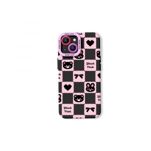 Charming Black Checkered Bears Silicone Case for Apple iPhone Series