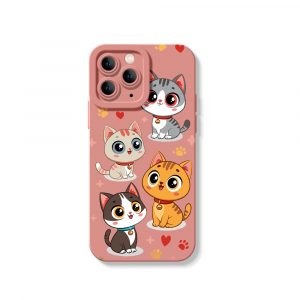 Charming Kawaii Kittens Silicone Case for Apple iPhone Series
