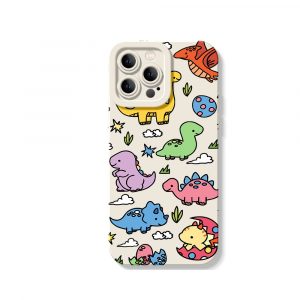 Cute Dino Parade Silicone Case for Apple iPhone Series