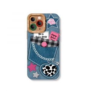 Retro Denim Charm Silicone Case for Apple iPhone Series