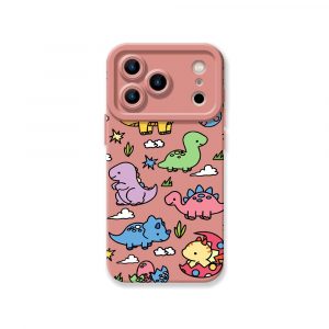 Cute Dino Parade Silicone Case for Apple iPhone Series