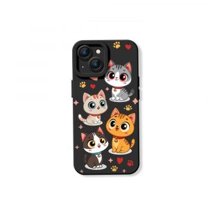 Charming Kawaii Kittens Silicone Case for Apple iPhone Series